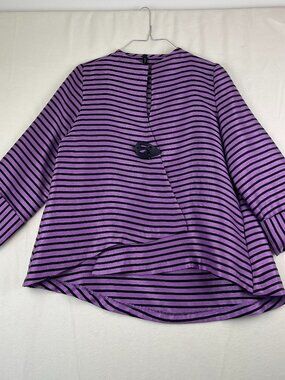 IC by Connie K Purple Black Striped Tunic Frog Closure Size M 2000s